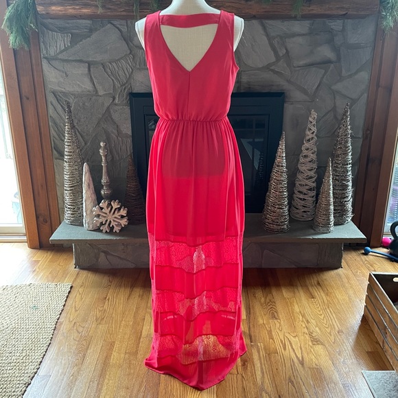 Long Lace Pink Maxi Dress Medium - Picture 5 of 9